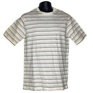 Basic Editions Striped Tee (Size:Small, Color:White/Black/Blue)